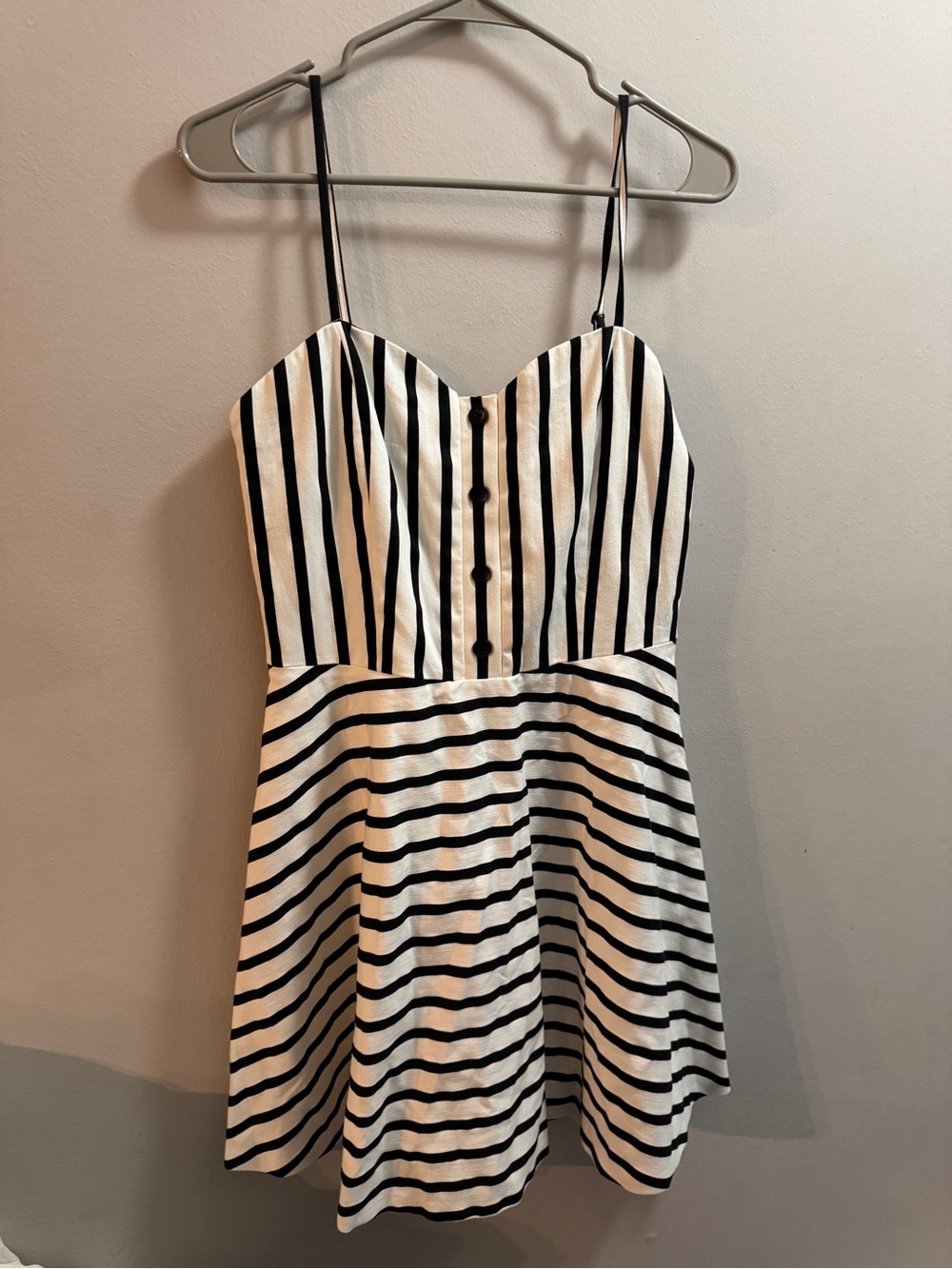 Alice + Olivia Black and White Striped Dress with Spaghetti Straps